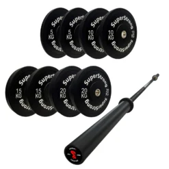 100kg Black Bumper Plate Set With 7FT Olympic Barbell -Fitness Gear Hub 100kg set carbon bar 40f4a5bc b06b 4238 9e39 6a79719d4294