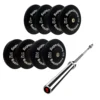 100kg Black Bumper Plate Set With 7FT Olympic Barbell -Fitness Gear Hub 100kg set gorilla bar