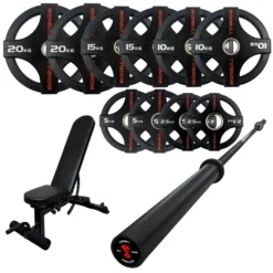105kg Quad Grip Plate Set With 7FT Olympic Barbell 24 105kg Quad Grip Plate Set With 7FT Olympic Barbell -Fitness Gear Hub 105kg quad grips Carbon bar bench