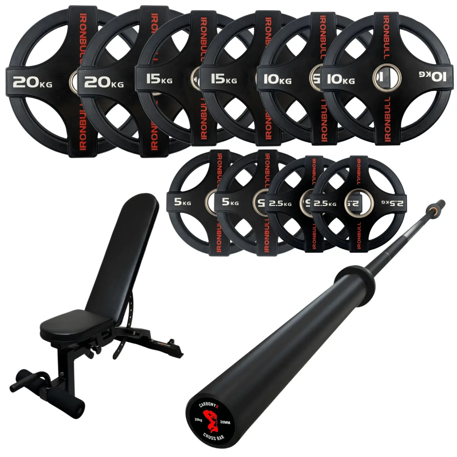 105kg Quad Grip Plate Set With 7FT Olympic Barbell 10 105kg Quad Grip Plate Set With 7FT Olympic Barbell - Image 8