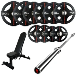 105kg Quad Grip Plate Set With 7FT Olympic Barbell 19 105kg Quad Grip Plate Set With 7FT Olympic Barbell -Fitness Gear Hub 105kg quad grips Gorilla bar bench