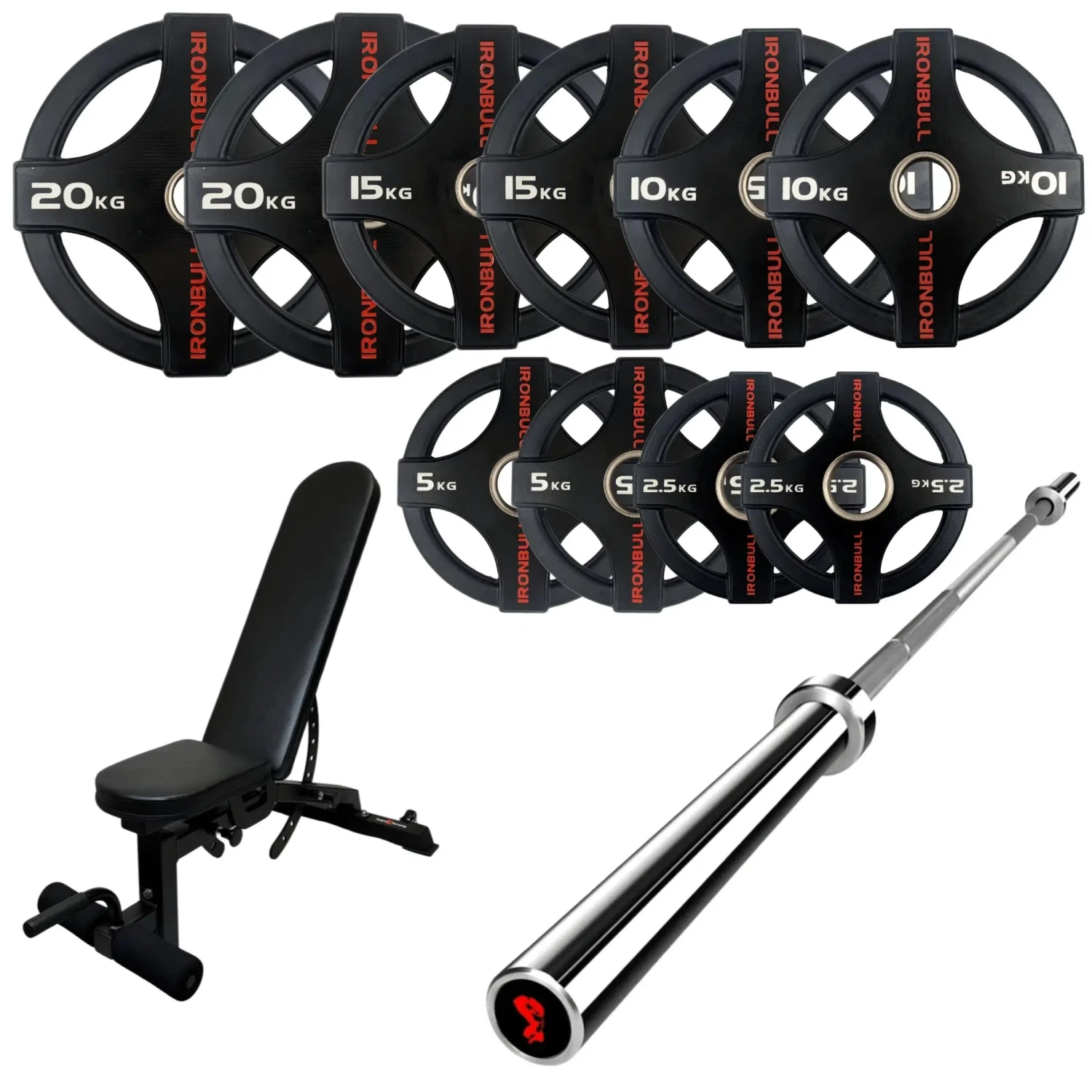 105kg Quad Grip Plate Set With 7FT Olympic Barbell 5 105kg Quad Grip Plate Set With 7FT Olympic Barbell - Image 3