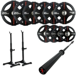 105kg Quad Grip Plate Set With 7FT Olympic Barbell 23 105kg Quad Grip Plate Set With 7FT Olympic Barbell -Fitness Gear Hub 105kg quad grips carbon bar squat stand
