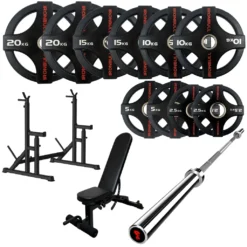 105kg Quad Grip Plate Set With 7FT Olympic Barbell 30 105kg Quad Grip Plate Set With 7FT Olympic Barbell -Fitness Gear Hub 105kg quad grips gorilla bar bench squat stand 1