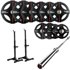 105kg Quad Grip Plate Set With 7FT Olympic Barbell 27 105kg Quad Grip Plate Set With 7FT Olympic Barbell -Fitness Gear Hub 105kg quad gripsgorilla barsquat stand 1 2