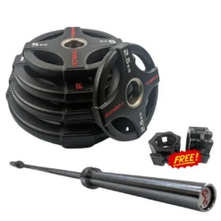 Quad-Grip Weight Plates 22 Quad-Grip Weight Plates -Fitness Gear Hub 105kgsetquadswith7ftOlympicGorillabarandFREEcollars