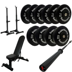 150kg Black Bumper Plate Set With 7FT Olympic Barbell -Fitness Gear Hub 150kg set Black bar squat stand wee bench 3e4ef0d4 d71d 4aa8 a7d6 491821d3561e