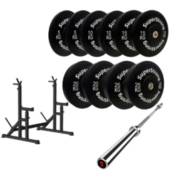 150kg Black Bumper Plate Set With 7FT Olympic Barbell -Fitness Gear Hub 150kg set Gorilla bar squat RACK 2c95b76f e9cd 441f 9f08 3288bc503c9e