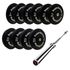 150kg Black Bumper Plate Set With 7FT Olympic Barbell -Fitness Gear Hub 150kg setBlack bar 6e863ba0 fae9 4fdd 8b81 9ac57a3f0692