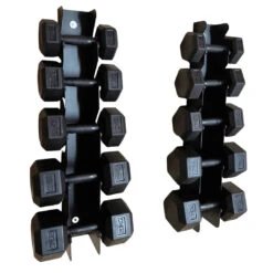 Wall Mounted Black Hex Dumbbell Set