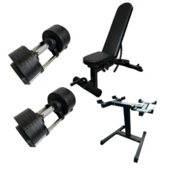 32kg Adjustable Dumbbells -Fitness Gear Hub 24kgadjustabledbplusstoragerackANDBENCH