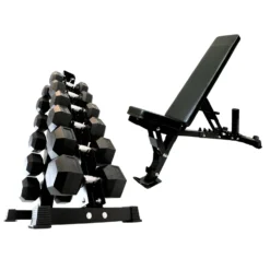 Dumbbell Tree Set And Bench Bundles -Fitness Gear Hub 5kg 25kg heavy bench