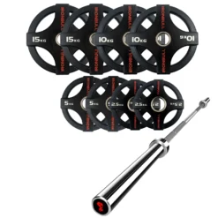 65kg Quad Grip Plate Set With 7FT Olympic Barbell -Fitness Gear Hub 65kg quad gripsGorilla bar 1 1