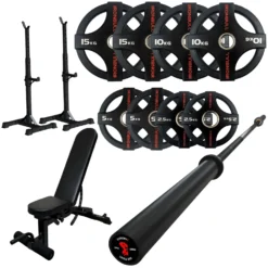 65kg Quad Grip Plate Set With 7FT Olympic Barbell -Fitness Gear Hub 65kg quad grips Carbon bar Squat stand bench d4cc82c1 6bee 4d18 a98a 7c9c6f4e29e2