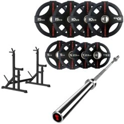 65kg Quad Grip Plate Set With 7FT Olympic Barbell