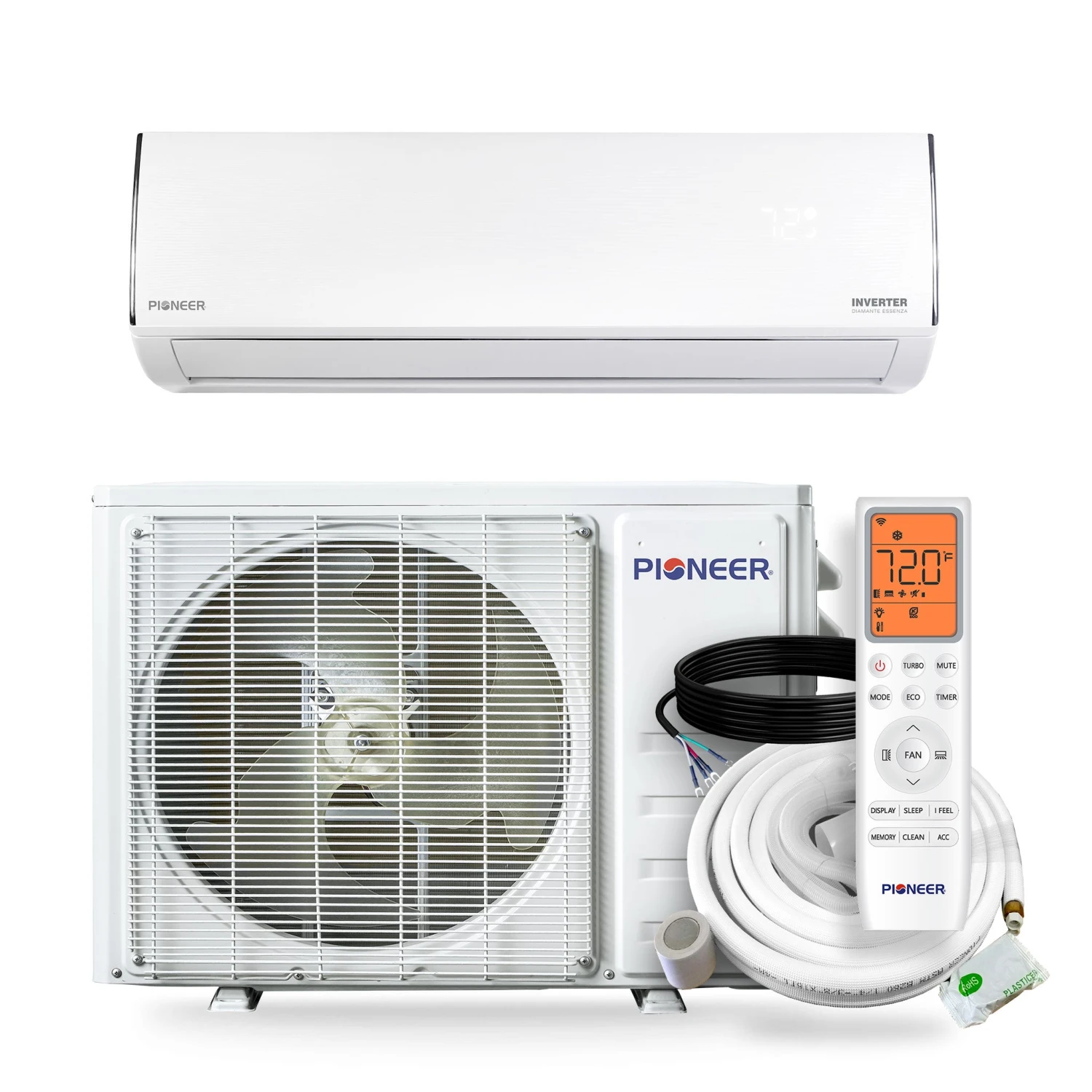 Pioneer® Diamante Essenza™ 12,000 BTU 17 SEER2 230V High-Wall Ductless Mini-Split Air Conditioner Inverter Heat Pump With 16 Ft. Kit 3 Pioneer® Diamante Essenza™ 12,000 BTU 17 SEER2 230V High-Wall Ductless Mini-Split Air Conditioner Inverter Heat Pump With 16 Ft. Kit