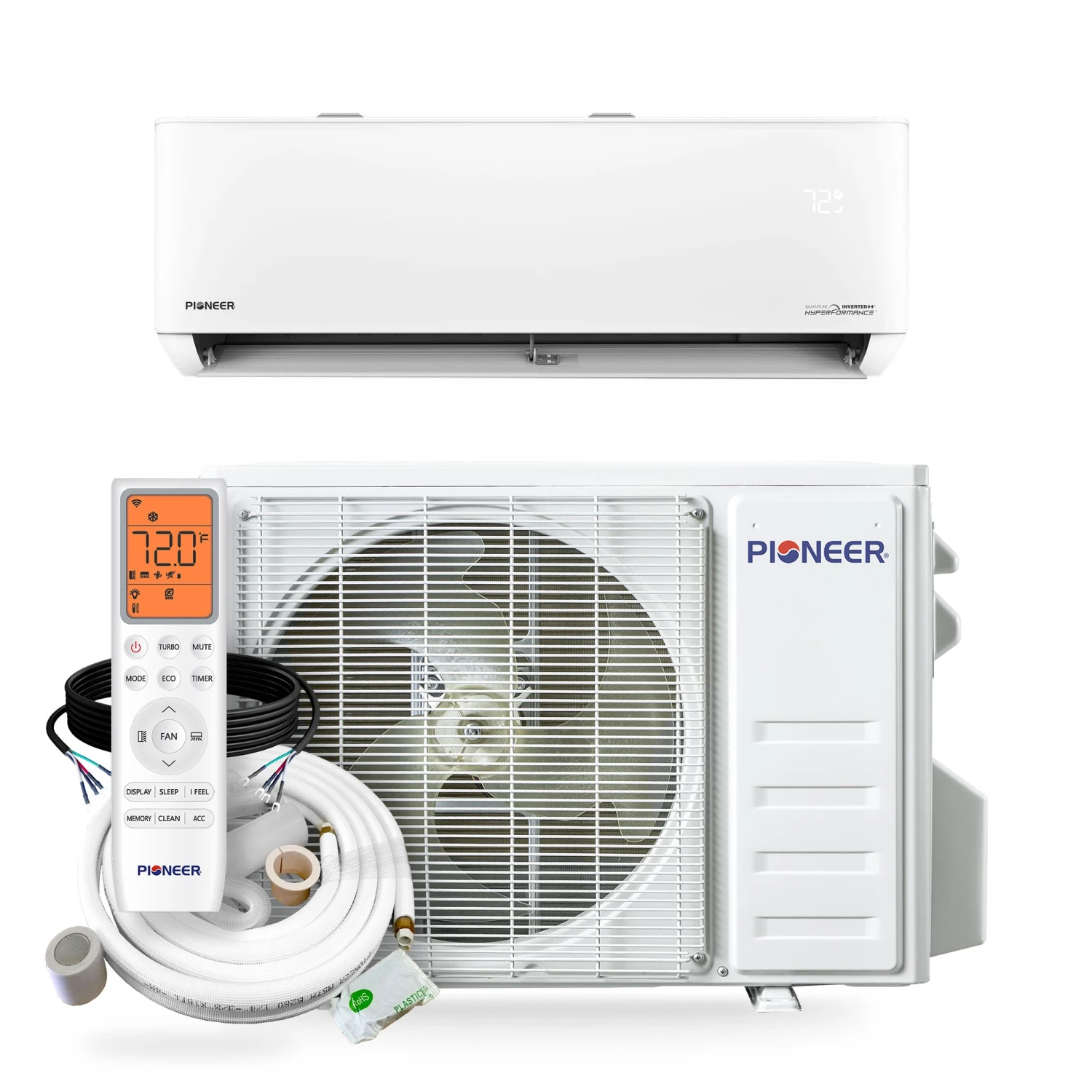 Pioneer® Quantum Hyperformance™ 9,000 BTU 25 SEER2 230V High-Wall Ductless Mini-Split Air Conditioner Inverter Heat Pump Full Set 3 Pioneer® Quantum Hyperformance™ 9,000 BTU 25 SEER2 230V High-Wall Ductless Mini-Split Air Conditioner Inverter Heat Pump Full Set
