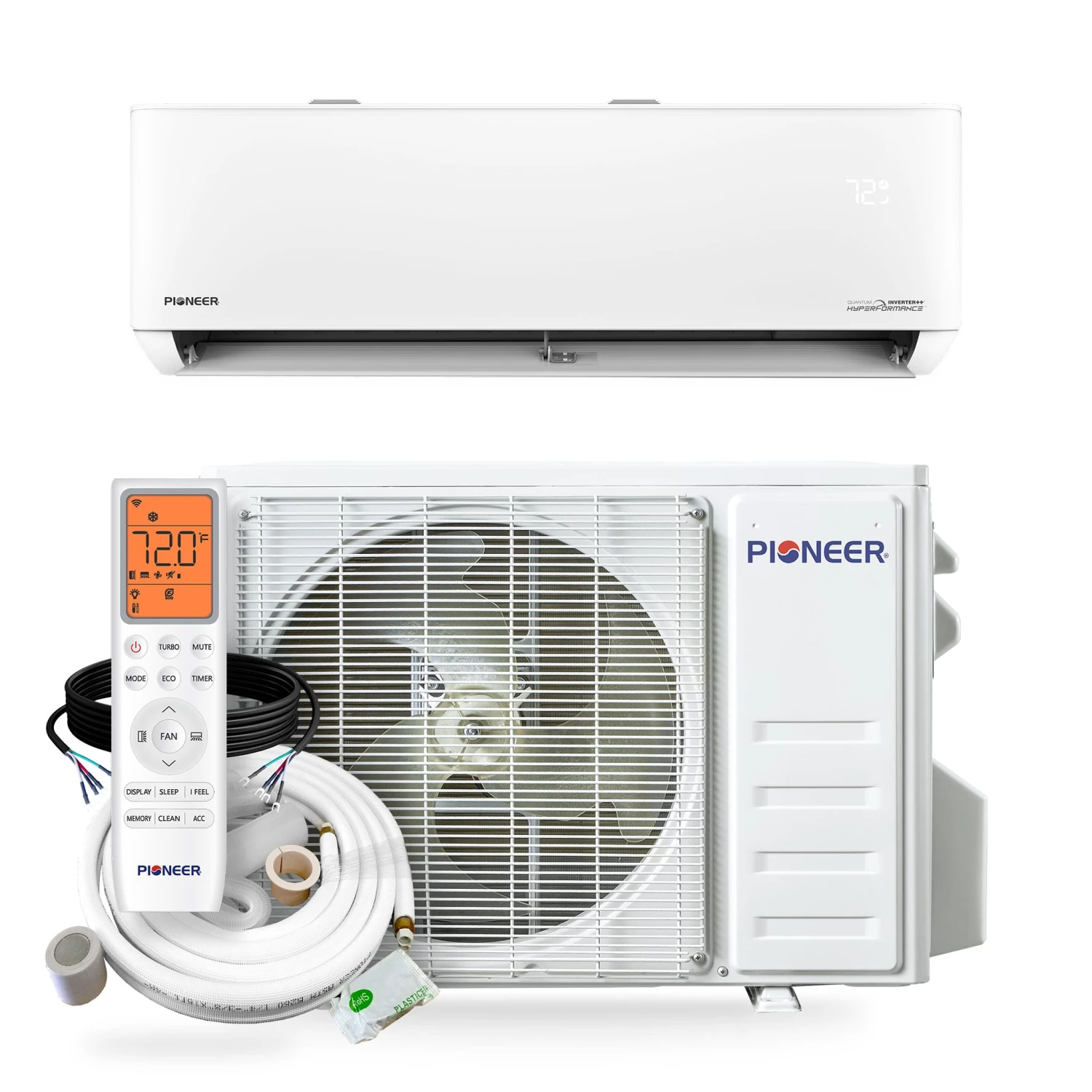 Pioneer® Quantum Hyperformance™ 24,000 BTU 23 SEER2 230V High-Wall Ductless Mini-Split Air Conditioner Inverter Heat Pump Full Set 3 Pioneer® Quantum Hyperformance™ 24,000 BTU 23 SEER2 230V High-Wall Ductless Mini-Split Air Conditioner Inverter Heat Pump Full Set