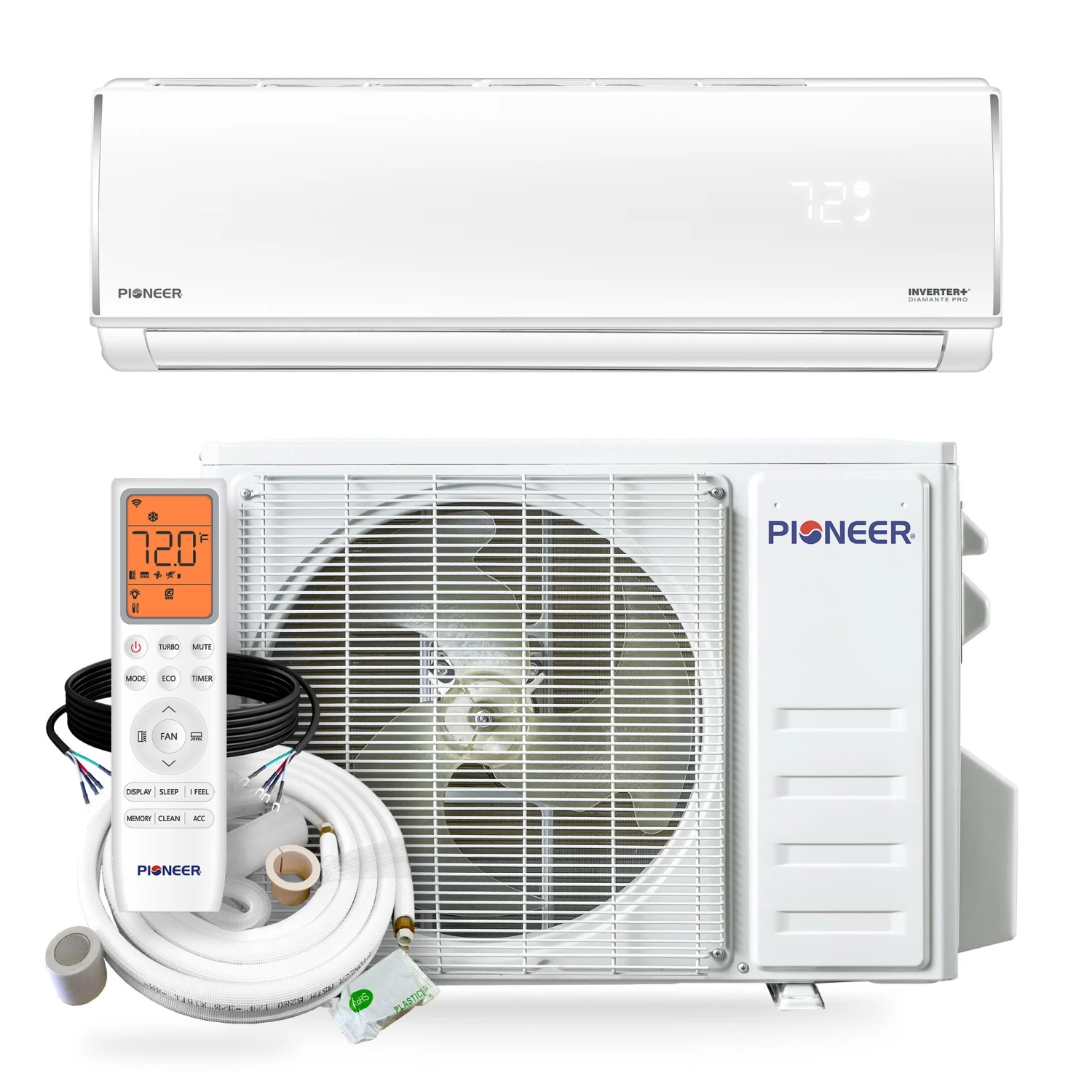 Pioneer® Diamante Pro™ 18,000 BTU 21 SEER2 230V High-Wall Ductless Mini-Split Air Conditioner Inverter Heat Pump With 16 Ft. Kit 3 Pioneer® Diamante Pro™ 18,000 BTU 21 SEER2 230V High-Wall Ductless Mini-Split Air Conditioner Inverter Heat Pump With 16 Ft. Kit