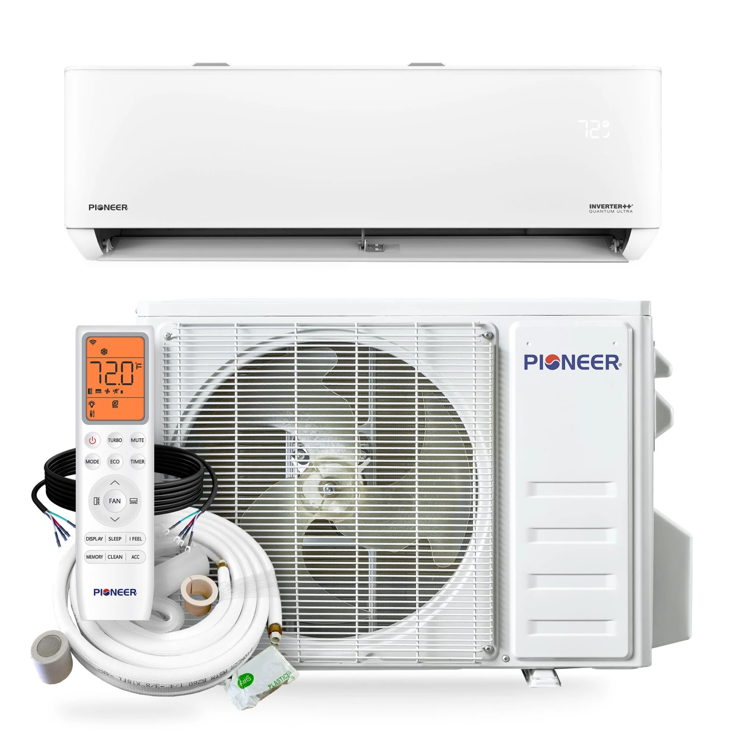 Pioneer® Quantum Ultra™ 18,000 BTU 23 SEER2 230V High-Wall Ductless Mini-Split Air Conditioner Inverter Heat Pump Full Set 3 Pioneer® Quantum Ultra™ 18,000 BTU 23 SEER2 230V High-Wall Ductless Mini-Split Air Conditioner Inverter Heat Pump Full Set